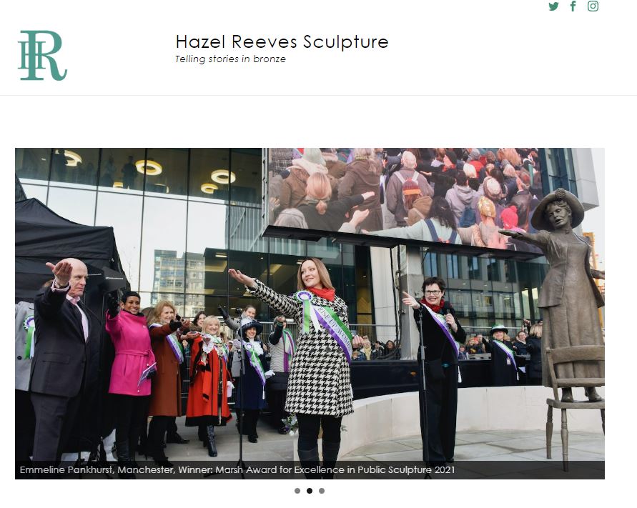 Screenshot of the Hazel Reeves Sculpture website homepage